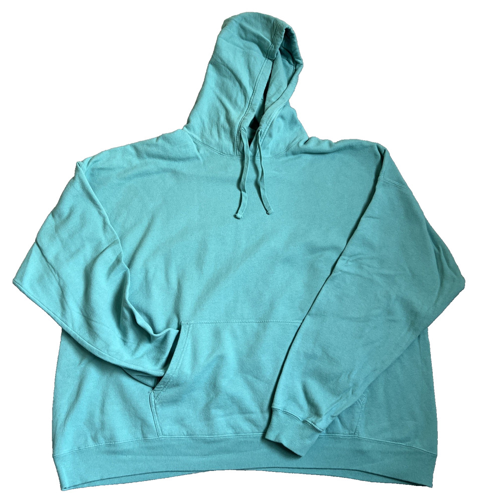 Hanes Hoodie Adult 3X Turquoise Comfortwash Garment Dye 80% Cotton Blend Pocket